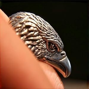 Retro 925 Sterling Silver Eagle Head Ring Punk Jewelry for